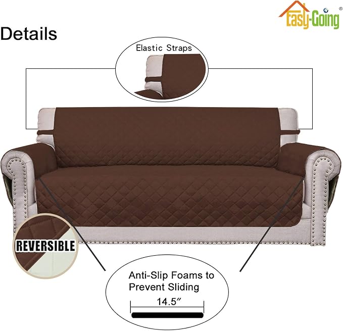 Easy-Going 4 Seater Sofa Slipcover Reversible Sofa Cover Water Resistant Couch - Image 3
