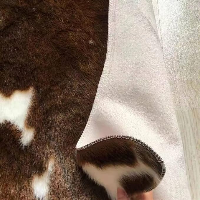 Huichenxing2021FURSTORE Faux Fur Deer Print Area Rug, Animal Hide Skin Cowhide - Image 3