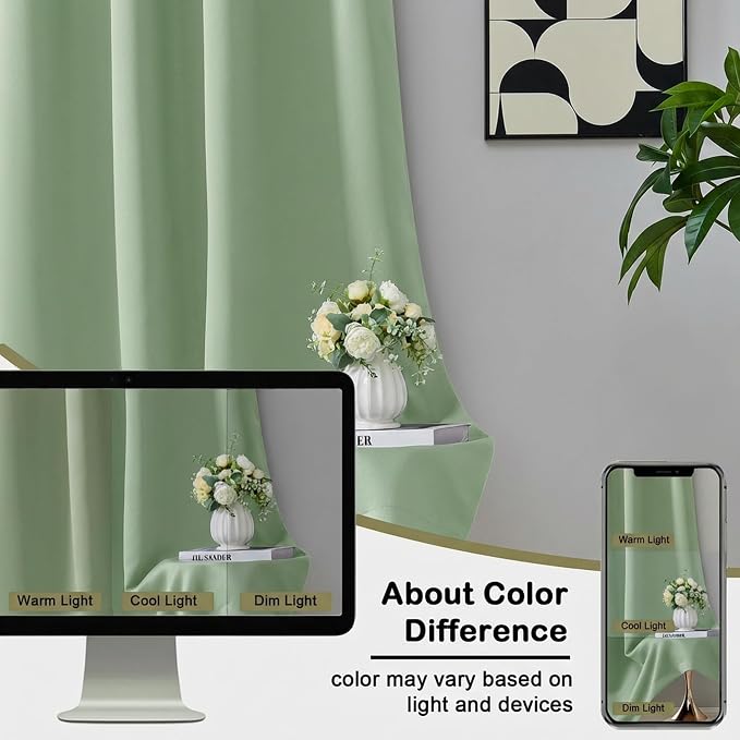 OVZME Light Green Blackout Curtains - Image 7
