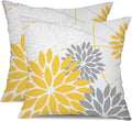 DFXSZ Yellow and Grey Floral Pillow Covers 18x18 Set of 2 Outdoor Waterproof by DFXSZ