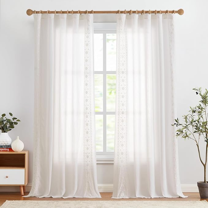 jinchan Weslie White Linen Curtains - Image 3