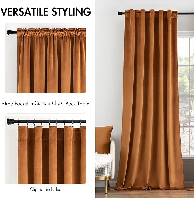 MIULEE Velvet Curtains 108 inches Long 2 Panels - Image 2