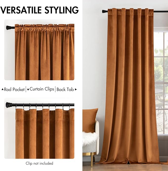 MIULEE Velvet Curtains 84 inches 2 Panels - Image 2