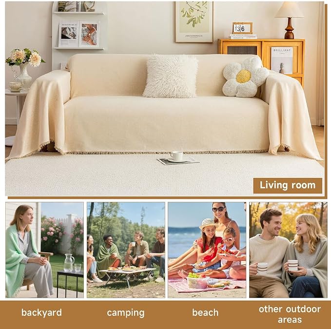 ROOMLIFE Boho Beige Couch Cover - Image 6