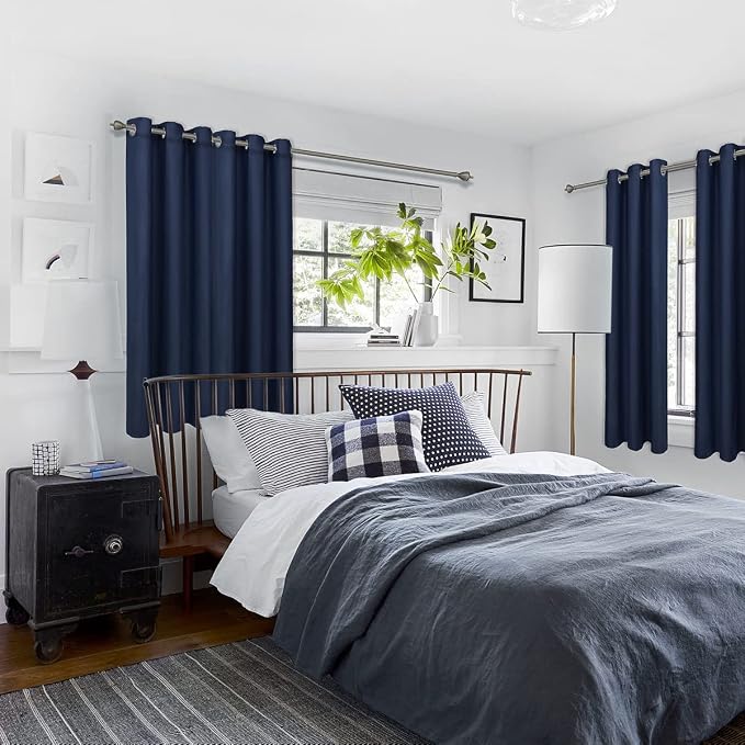 Diraysid Navy Blue Grommet Blackout Curtains - Image 6
