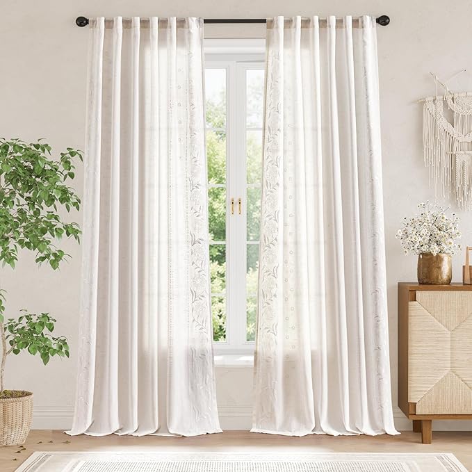 jinchan Winslow White Linen Curtains - Image 3
