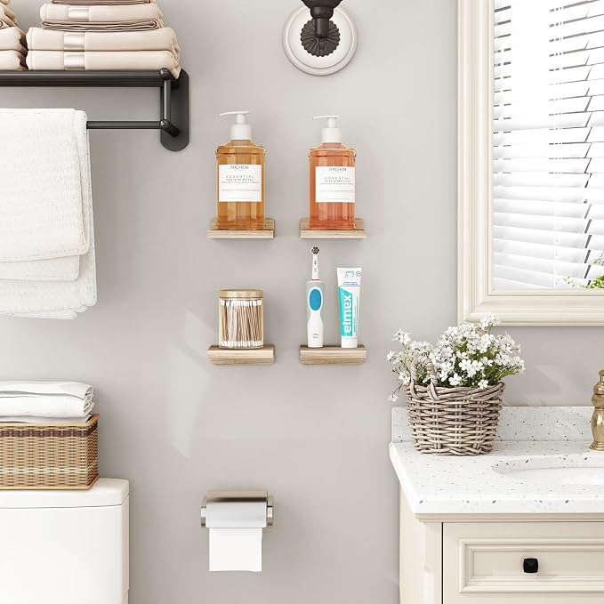 Fixwal Floating Shelves for Wall, Rustic Wood Small Wall Mounted Shelves for - Image 7