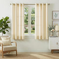jinchan Linen Curtains for Living Room Yellow Vertical Striped on White by JINCHAN