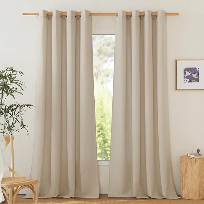 NICETOWN Rustic Linen 102 inch Long Curtains by NICETOWN