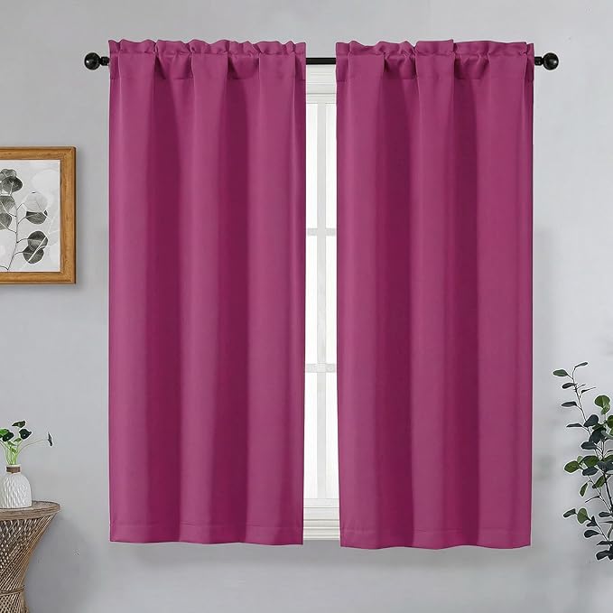 OVZME Hot Pink Short Blackout Curtains by OVZME