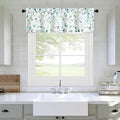 Leeva Floral Kitchen Valances for Windows, Smooth Linen Textured Short Valance by Leeva