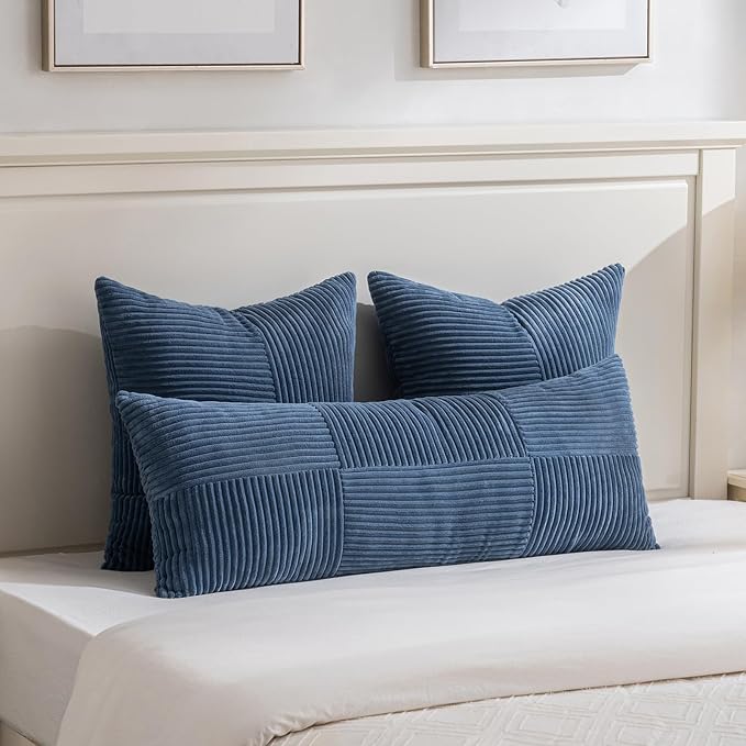 Fancy Homi 2 Packs Dusty Blue Decorative Throw Pillow Covers 22x22 Inch - Image 5