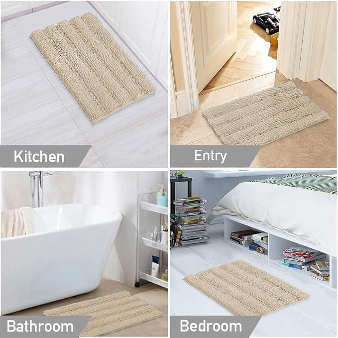 Turquoize Chenille Bathroom Rugs Set Non-Slip Bath Mats Extra Soft and - Image 6