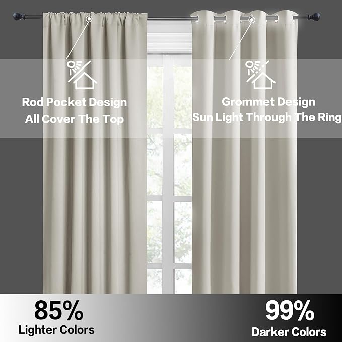 RYB HOME Curtains for Bedroom Living Room 72 inches Long, Thermal Insulated - Image 5