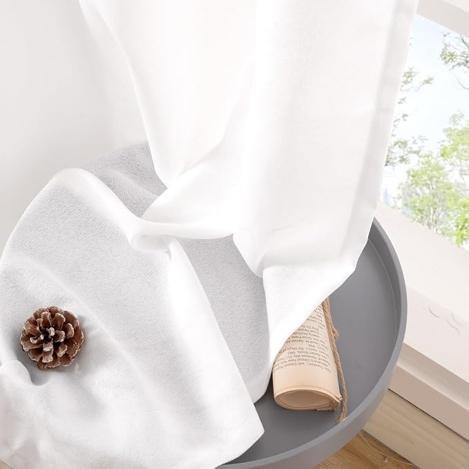 BGment White Linen 90 Inch Length Curtains - Image 7
