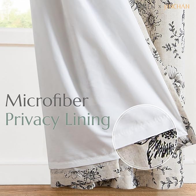 jinchan Floral Linen Lined Curtains - Image 5