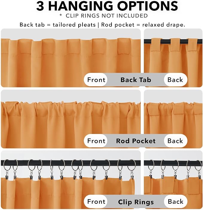 Deconovo Blackout Curtains, Thermal Insulated, W52 x L95 2 Panels, Back Tab - Image 2
