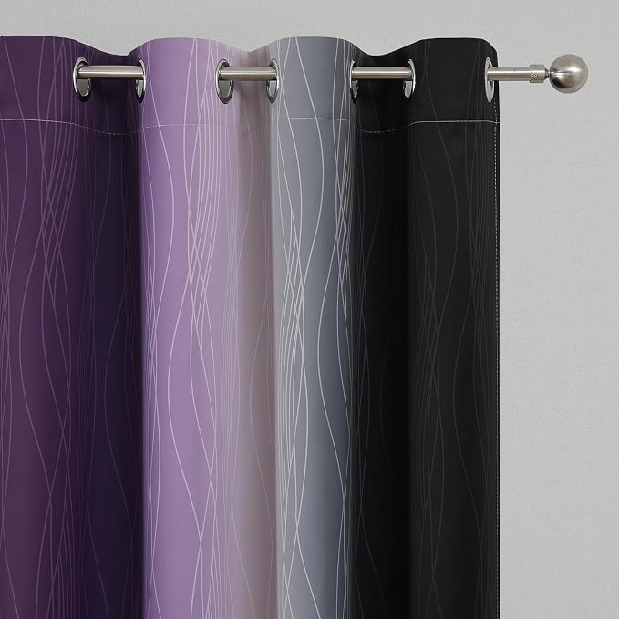 Estelar Textiler Purple and Black Ombre Blackout Curtains 108 Inch Length 2 - Image 4