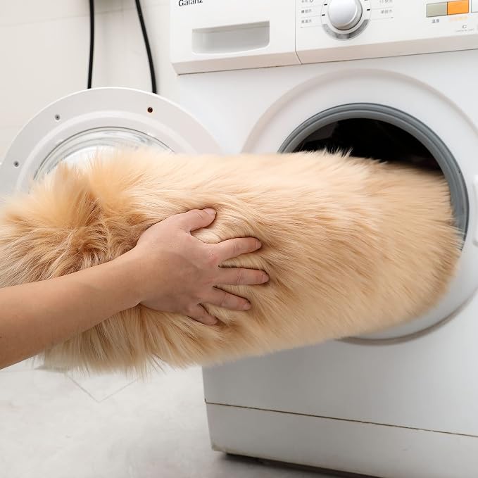 Fluffy Faux Fur Rug Brown Sheepskin Area Rug, 4x6 Ft Ultra Soft Shaggy Plush Rug - Image 5