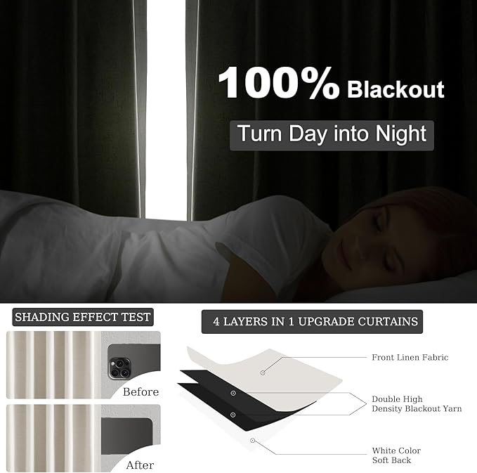 Extra Wide 100 Inch Length Blackout Curtains & Drapes 90 Inches Long 2 Panels - Image 6