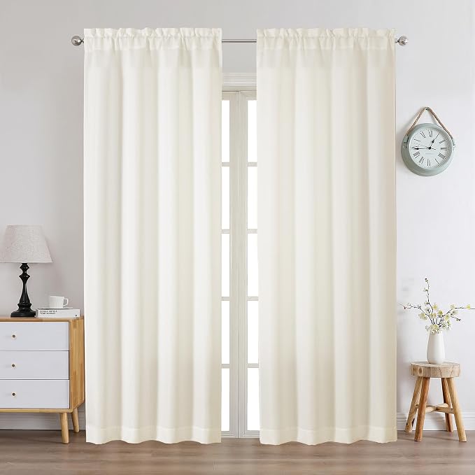 Chyhomenyc Light Filtering Curtains 72 Inch Length 2 Panels Set, Faux Linen - Image 2