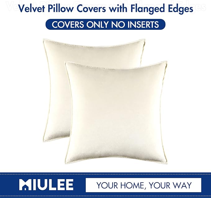 MIULEE Cream White Velvet Throw Pillow Covers 24x24 Soft Decorative Solid - Image 7