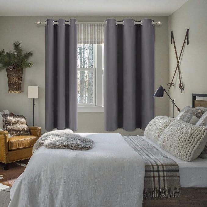 Diraysid Grey Grommet Blackout Curtains - Image 6