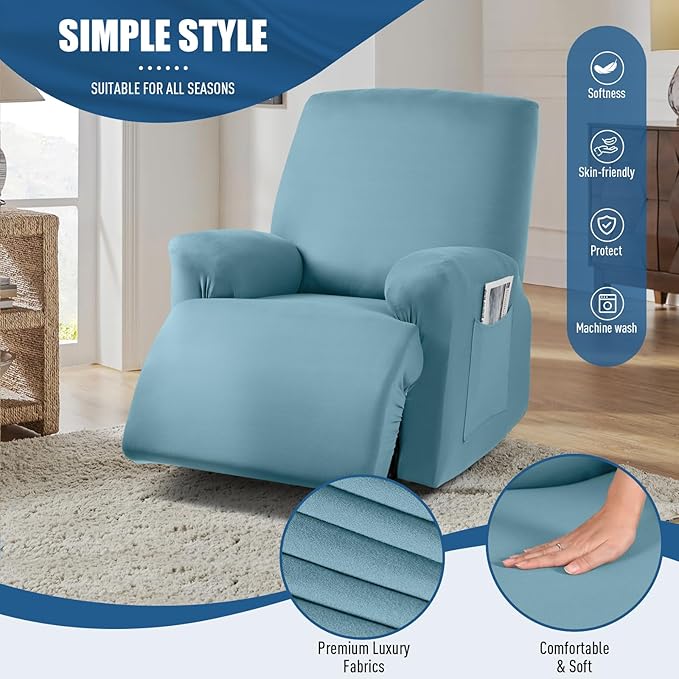 TAOCOCO Stretch Recliner Chair Covers 3-Pieces Solid Furniture Covers Recliner - Image 3