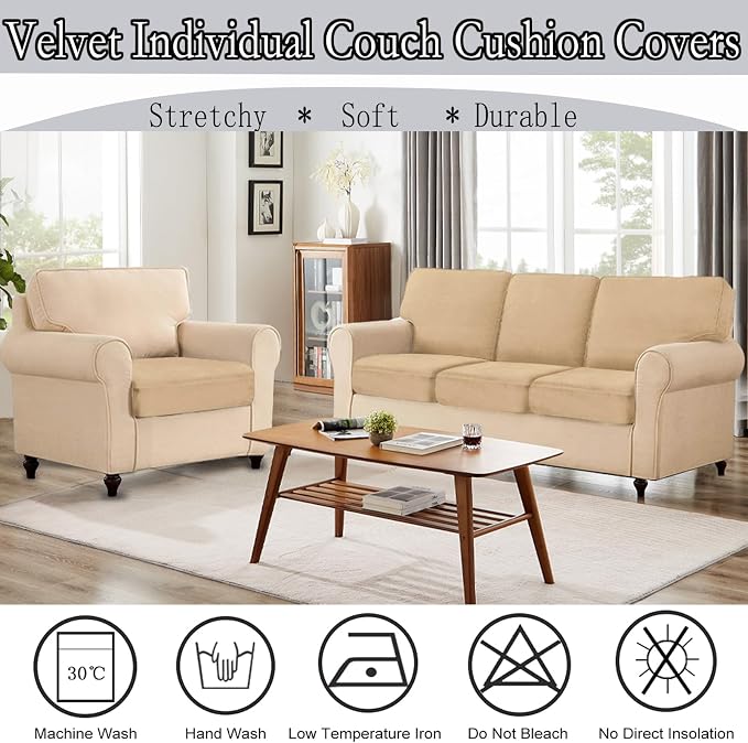 NAISI Couch Cushion Covers 1 Piece Velvet Stretch Sofa Seat Covers or Backrest - Image 5