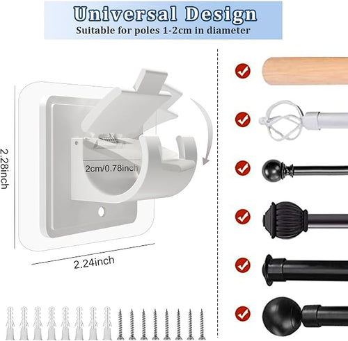 2PCS No Drill Curtain Rod Brackets No Drilling Self Adhesive Curtain Rod Holder - Image 2