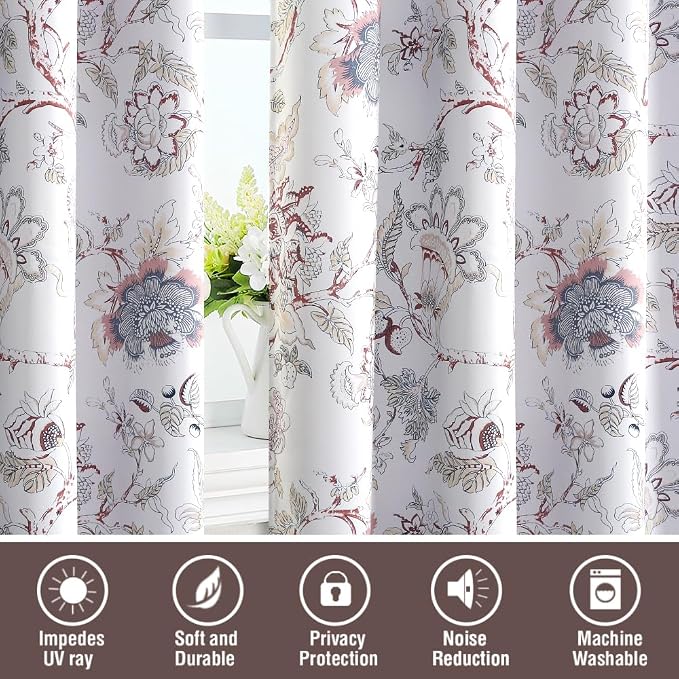 H.VERSAILTEX Blackout Curtains 108 Inch Length 2 Panels Set Floral Print - Image 7