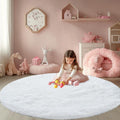 Round Rugs for Bedroom White : 3ft Fluffy Circle Area Rug for Kids Room- Furry by CAIYUECS