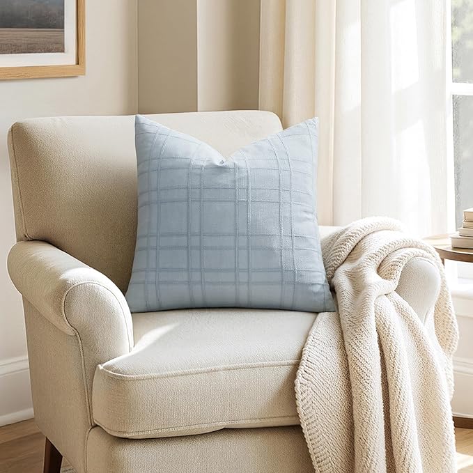 MIULEE Decorative Linen Check Throw Pillow Covers Neutral Farmhouse Vintage - Image 5