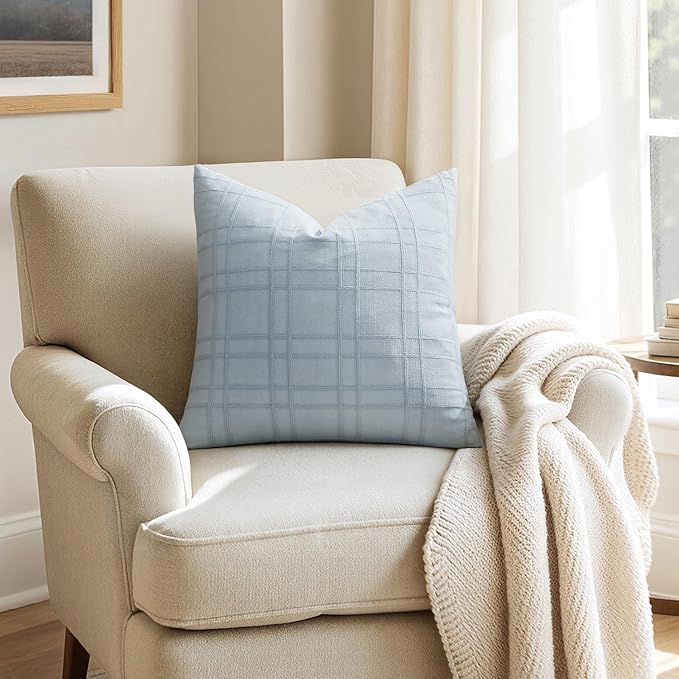 MIULEE Decorative Linen Check Throw Pillow Covers Neutral Farmhouse Vintage - Image 5