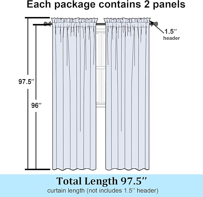 Simplebrand Blush Semi Sheer Curtains 96 Inches Long 2 Panels, Light Filtering - Image 7