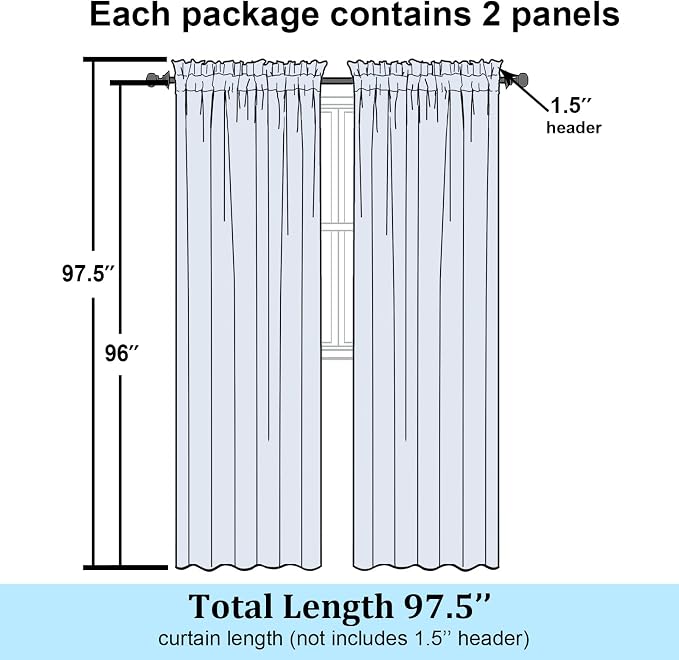 Simplebrand Gold Semi Sheer Curtains 96 Inches Long 2 Panels, Light Filtering - Image 7