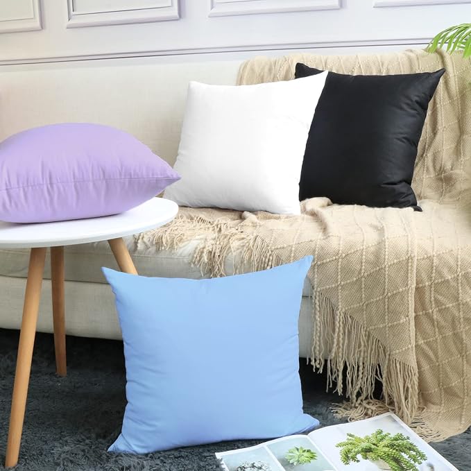 Thmyo 4-Pack 100% Cotton Comfortable Solid Decorative Throw Pillow Case Square - Image 3