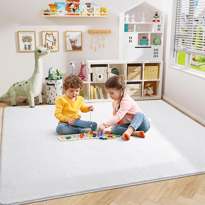 Amearea Modern Area Rugs for Bedroom Living Room, 4x6 Feet White Thickened - Image 4