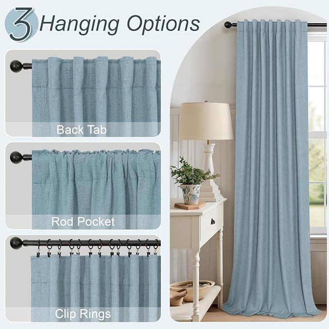 Dusty Blue Curtains for Nursery Girls Boy Bedroom 72 Inch Length 2 Panels - Image 6