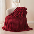 NEWCOSPLAY Super Soft Twin Blanket Red Premium Silky Flannel Fleece 3D Ribbed by NEWCOSPLAY
