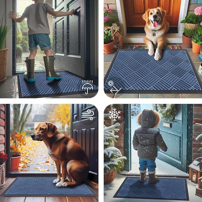 Smiry Front Door Mat Outside Entrance, Heavy Duty Outdoor Indoor Mat, Natural - Image 7