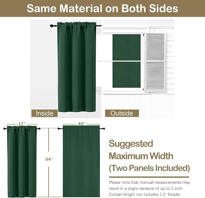 OVZME Christmas Green Short Blackout Curtains - Image 2