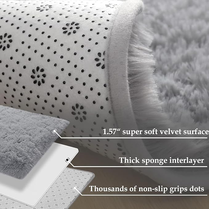 Merelax Fluffy Shaggy Small Area Rug, Mini Fuzzy Plush Throw Rug, Soft Non-Slip - Image 5