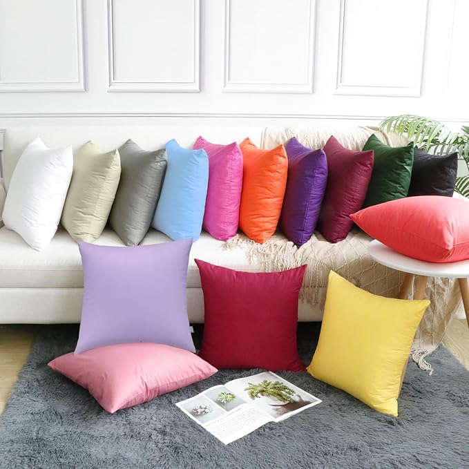 Thmyo 4-Pack 100% Cotton Comfortable Solid Decorative Throw Pillow Case Square - Image 4
