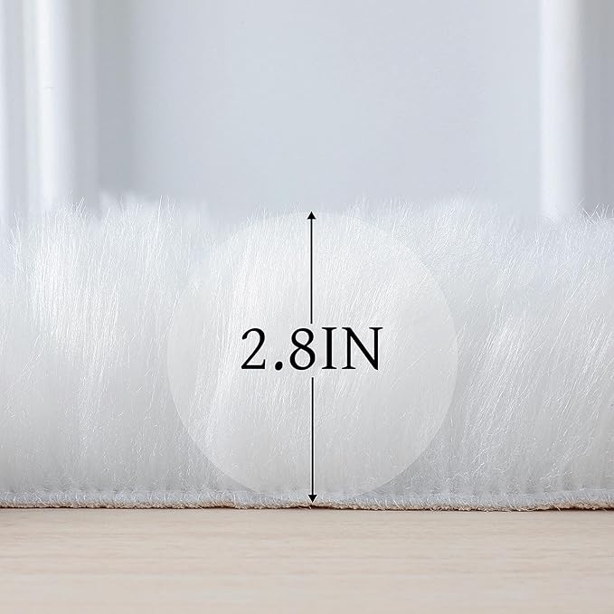 linmopm Faux Fur Rug Sheepskin Shag Fluffy Fuzzy White 3x3 ft Rugs - Image 2