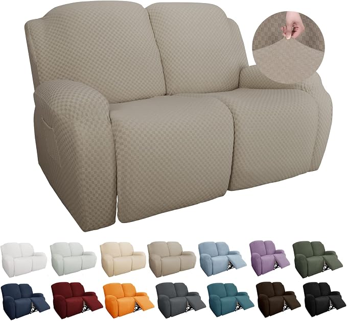 YEMYHOM 6 Pieces Stretch Loveseat Recliner Slipcover Jacquard Recliner Sofa by YEMYHOM