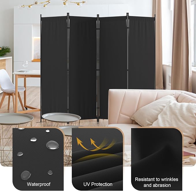 Room Divider, 4 Panel Folding Privacy Screen, 88” Portable Separating - Image 3