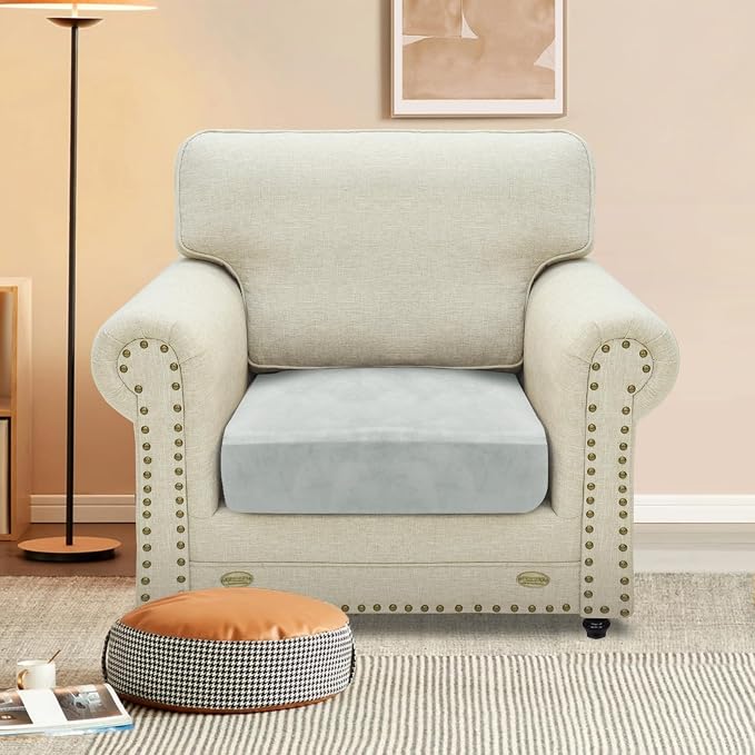 MAXIJIN Velvet Stretch Cushion Cover Fitted Couch Cushion Slipcovers 1 Pack Arm - Image 2