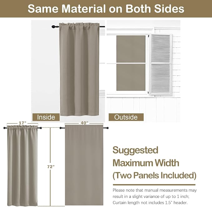 OVZME Stone Blackout Curtains for Bedroom 72 Inch Length 2 Panels Set, Solid - Image 2