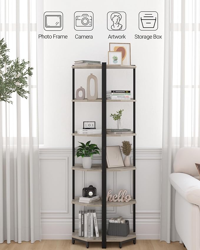 Hzuaneri Corner Shelf Stand, Corner Bookshelf, Storage Standing Shelf Unit - Image 4